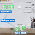 Miniatyrbild 2 av 6: Uppgraderad modern 3D-väckarklocka, LED digital skrivbordsväckarklocka för kök, sovrum, kontor, modern design 9,7 tum LED vitt nattljus dekor vägg