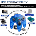 Miniatyrbilde 2 av 5: N64-kontroller, klassisk retro kablet N64 64-bit gamepad joystick for Ultra 64 videospillkonsoll N64-system GC-plugg (gull)