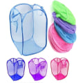 Miniatyrbilde 2 av 4: PLASTIFIC Foldable Pop Up Mesh Vaskeri Vasketøy Kurv Bag Bin Hamper Leke Ryddig Oppbevaring Organiser Vaskeri Net Bag Klær Vesker （1 vare Rosa）