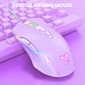 Miniatyrbilde 7 av 8: RGB Spillmus Trådløs, USB Optisk Datamus med RGB Bakgrunnsbelysning, 6 Justerbare DPI Opptil 6400, med 7 Programmerbare Knapper Lilac