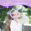 Miniatyrbilde 7 av 9: Bluetooth-hodetelefoner for barn, søte ørekatteøre LED-lys oppfellbare hodetelefoner Stereo Over Ear med mikrofon/TF-kort Trådløse hodetelefoner for iPho Purple