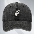 Pikkukuva 2 / 2: Ghost-kirjailtu baseball-lippis rento hattu (pesty musta)