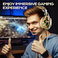 Miniatyrbild 6 av 7: Gamingheadset för Xbox One, PS4-headset med mikrofon, stereoljud, brusreducerande mikrofon och en-knapps mute, coola camo-gaminghörlurar för