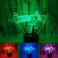 Miniatyrbillede 1 af 6: 3D Pistol Natlampe LED Lampe Illusion 7 Farveskiftende Berøringskontakt Bordskrive Dekorationslamper Fødselsdag Julegave Akryl USB Kabel Legetøj