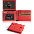 Miniatyrbilde 1 av 5: Herre Lommebøker 15 Kortlomme Slim Rfid Lær 2 ID Vindu Med Gaveeske Herre Tilbehør A pure red