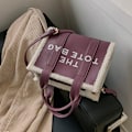 Miniatyrbild 5 av 5: Toteväska för kvinnor, PU-läder toteväska med lammull, crossbody handväska för resor/arbete (11*8,26*4,3 tum)