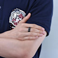 Miniatyrbild 3 av 5: Intertwine Black  Rostfritt stål 8mm ringar för män Spinner Fidget Ring Ångest Ring för män Curb Chain Inlay-12