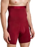 Män Magkontroll Shorts Hög Midja Underkläder Bantande Shapewear Kroppsformare Ben Boxer Briefs Dark Red L