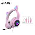 Miniatyrbillede 2 af 5: Støjreduktion med hvede RGB lysende katteøre headset kablet headset spil computer læring headset