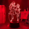 Miniatyrbillede 3 af 7: Koito Yuu Nanami Touko Anime Figur Dorm Manga 3D Neon Lampe til Soveværelse Sengelamper Børnegave 3D Illusion Natlampe