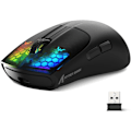 Miniatyrbild 1 av 8: Trådlös Spelmus med Tri-lägen BT 5.1/2.4Ghz/USB-C, Lätt 49g, PAW3212 Optisk Sensor, Uppladdningsbart Batteri, RGB LED Bikake Mus Black