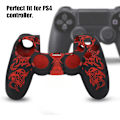 Miniatyrbilde 3 av 7: Spillkontrollhud Grip Deksel Case, Myk Silikon Case, Hud Grip Shell Deksel for PlayStation 4 PS4 Kontroll Black-red