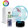 Miniatyrbillede 3 af 8: 3D Illusion Fodbold Natlys Lampe med 16 Farveskift Touch Sort Base Strømforsyning af AA Batterier med Fjernbetjening Fødselsdagsgave