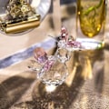 Miniatyrbild 5 av 9: Rosa Kristallskuren Dubbel Fjäril Samlarobjekt, Handgjord Konstglas Djurfigur, Presentförpackad