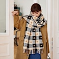 Miniatyrbillede 6 af 6: Dametæppe Chunky, Pashmina Sjal Wraps Oversized Vinter & Efterår Varme Halstørklæder Blød Kashmir Følelse til Kvinder