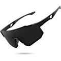 Miniatyrbillede 1 af 7: Polariserede sportsolbriller til mænd og kvinder, solbriller til kørsel, fiskeri, cykling og mountainbike, UV400-beskyttelse black Frame Gray Lens