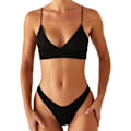 Miniatyrbillede 2 af 6: WJSMWomens Bikini Sort Push Up Brasiliansk Todelt Badedragt Black L