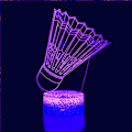 Miniatyrbilde 5 av 5: 3D Badminton Nattlys Lampe Illusions 7 Farge Skiftende Berøringsbryter Bord Skrivebord Dekor Lamper Gave med Akryl Flat ABS Base USB Kabel Leke