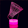 Miniatyrbillede 1 af 5: 3D Badminton Natlampe Illusion 7 Farveskiftende Berøringskontakt Bordskrive Dekorationslamper Gave med Akryl Flad ABS Base USB Kabel Legetøj