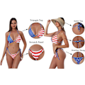 Miniatyrbild 5 av 7: Bikinis Badkläder Set för Kvinnor Badkläder Triangel Baddräkt Tie String Trosa American Flag S