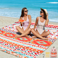 Miniatyrbild 1 av 5: Strandfilt, Sandsäker Strandmatta, Vattentät Snabbtorkande Lättviktig Utomhus Aztec Picknickmatta 200 x 210 cm för 2-4 Vuxna med Ficka