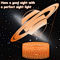 Miniatyrbilde 2 av 7: 3D Planet Saturn Nattlys Stjerne Optisk Illusjon Lamper Fjernkontroll & RGB Farger Bursdag Jul Gaveideer for Rom Elskere Gutter Jenter Tenåringer (Saturn)
