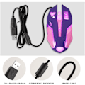 Miniatyrbillede 4 af 9: Spilmus, Pink Baggrundsbelyst Optisk Spilmus Ergonomisk USB Kabelforbundet med 2400 DPI og 6 Knapper 4 Skydning til Computer/Win/Mac/Linux/Andriod/iOS(Lilla)