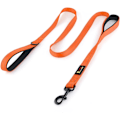 Miniatyrbilde 1 av 7: Hundehalsbånd 6 fot langt, trafikpolstret to håndtak, kraftig, reflekterende doble håndtak bly for kontroll sikkerhetstrening, kobler for store hunder eller mellomstore Orange 6FT