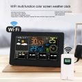 Miniatyrbild 3 av 4: Digital väderklocka Färgdisplay Multifunktionell ABS-skal Trådlös elektronisk väckarklocka 100‑240V EU-kontakt 100-240V