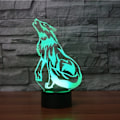 Miniatyrbilde 4 av 6: JUSTUP Wolf 3D-lampe optisk illusjon nattlys 7 farger skiftende berøringsbryter borddekorasjonslamper med akryl