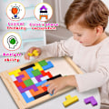 Miniatyrbild 2 av 7: Träpussel för barn i åldrarna 4-8 8-10 Tjocka färgglada 3D-block och hjärnteaser Tangram Jigsaw Intelligensspel Pedagogisk gåva