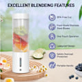 Miniatyrbillede 2 af 7: Personlig Blender til Shakes og Smoothies, 16 Oz Bærbar Blender med 6 Blade, USB Genopladelig Smoothie Blender til Hjem, Rejser og Kontor White