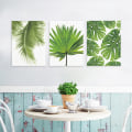 Miniatyrbild 3 av 7: Wekity Botaniska Väggkonst Tryck Set om 3 Tropiska Blad Canvas Dekor Växtblad Boho Väggdekor Bilder Gröna Boho Posters Konst Set Sovrumsdekorati