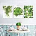 Miniatyrbild 3 av 7: Wekity Botaniska Väggkonst Tryck Set om 3 Tropiska Löv Canvas Dekor Växtblad Boho Väggdekor Bilder Gröna Boho Posters Konst Set Sovrumsdekor