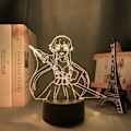 Miniatyrbilde 2 av 7: 3D Lampe Anime Future Diary Yuno Gasai Figur Nattelys Berøring/Fjernkontroll 16 Fargeendringer LED Illusionslys Soveromsdekor Manga USB Bordlampe