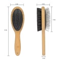 Miniatyrbillede 3 af 6: Hund & Kat Børste Slicker Grooming Bambus Combo Dobbeltsidet Elegant Børste & Rund Pin Udreder & Blødgør Pels til Fældning Kort Mellem Langt Hår Re