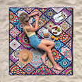 Miniatyrbillede 3 af 6: Vandtætte Picnic Tæpper Foldbare & Bærbare 203x203 cm Boho Picnic Måtte til Udendørs Brug, Stort Vaskbart Picnic Tæppe til Rejser og Camping