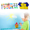 Miniatyrbild 3 av 5: 64 st tvättbara fingerfärger set DIY handmuskelträning färgdiskriminering målarpenslar svampkit för tidig inlärning