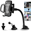 Miniatyrbilde 1 av 7: Biltelefonholder, 3-i-1 mobilholder luftventil dashbordmontering frontrute for iPhone Xs Max R X 8 Plus 7 6S Samsung Galaxy S9 S8 Edge S7 S6 LG Black