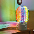 Miniatyrbilde 8 av 9: Aurora Bordlampe for Soverom, 360° Roterende RGB Sengelampe Akryl Trådløs Batteridrevet Lampe Dimbar Nattbordlampe