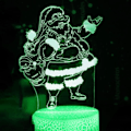 Miniatyrbillede 2 af 4: 3D Julemand Natlys Bordlampe Optisk Illusion Lamper 7 Farveskiftende Lys LED Bordlampe Jul Hjem Kærlighed Fødselsdag Børn Børn Gave
