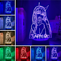 Miniatyrbillede 2 af 7: 3D Illusion Zero Two 002 Anime Lampe Børneværelses Dekoration RGB 16 Farver med Fjernbetjening Akryl LED Natlys Darling In The FRANXX Fødselsdag