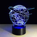 Miniatyrbillede 2 af 7: Flyvende Fly Jord 3D Lampe 7 Farve Skift Berøringskontakt Lille Natlampe Farvet Atmosfærisk Lampe Soveværelseslampe Til Gave