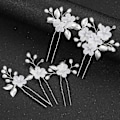 Miniatyrbild 4 av 6: Bröllops Hårklämmor med Bröllopsblommor Kristall Bröllops Hårklämmor Pärla Blommigt Huvudbonad för Kvinnor och Flickor Pack med 5