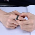 Miniatyrbillede 4 af 5: Intertwine Black  Rustfrit stål 8mm ringe til mænd Spinner Fidget Ring Angst Ring til mænd Curb Chain Inlay-12