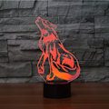 Miniatyrbilde 6 av 6: JUSTUP Wolf 3D-lampe optisk illusjon nattlys 7 farger skiftende berøringsbryter borddekorasjonslamper med akryl
