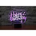 Miniatyrbillede 6 af 7: 3D Happy Birthday Fjernbetjening 16 Farve Natlys Illusion Akryl LED Fødselsdag Gaver