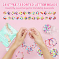 Miniatyrbilde 2 av 7: 800 stykker bokstavperler sett, 28 stiler vennskapsarmbånd smykkefremstilling, assorterte alfabetperler fargerike smilefjesperler hjerteperler for tenåring Style 5