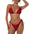 Miniatyrbild 1 av 6: WJSM Damtriangel Bikini Blommig String Bikini Set Tvådelad Baddräkt 1-red L