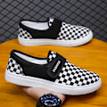 Pikkukuva 1 / 2: Kesä Kengät Plus Koko Monivärinen All-match Miesten Kengät Low-top Lenkkarit Kevyt Miesten Vapaa-ajan Kengät Black Checkerboard 40